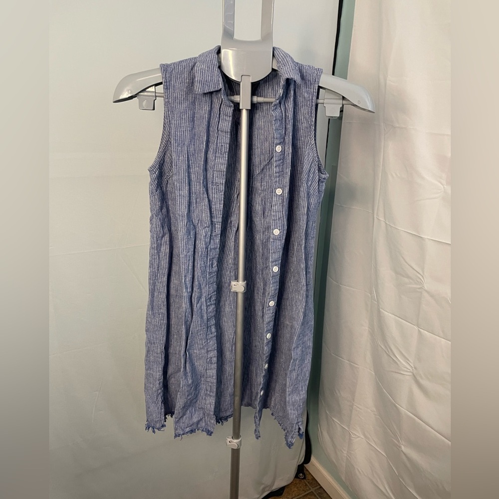 Beach Lunch Lounge Zena Womens Stripe Linen Blend‎ Shirtdress Size XS